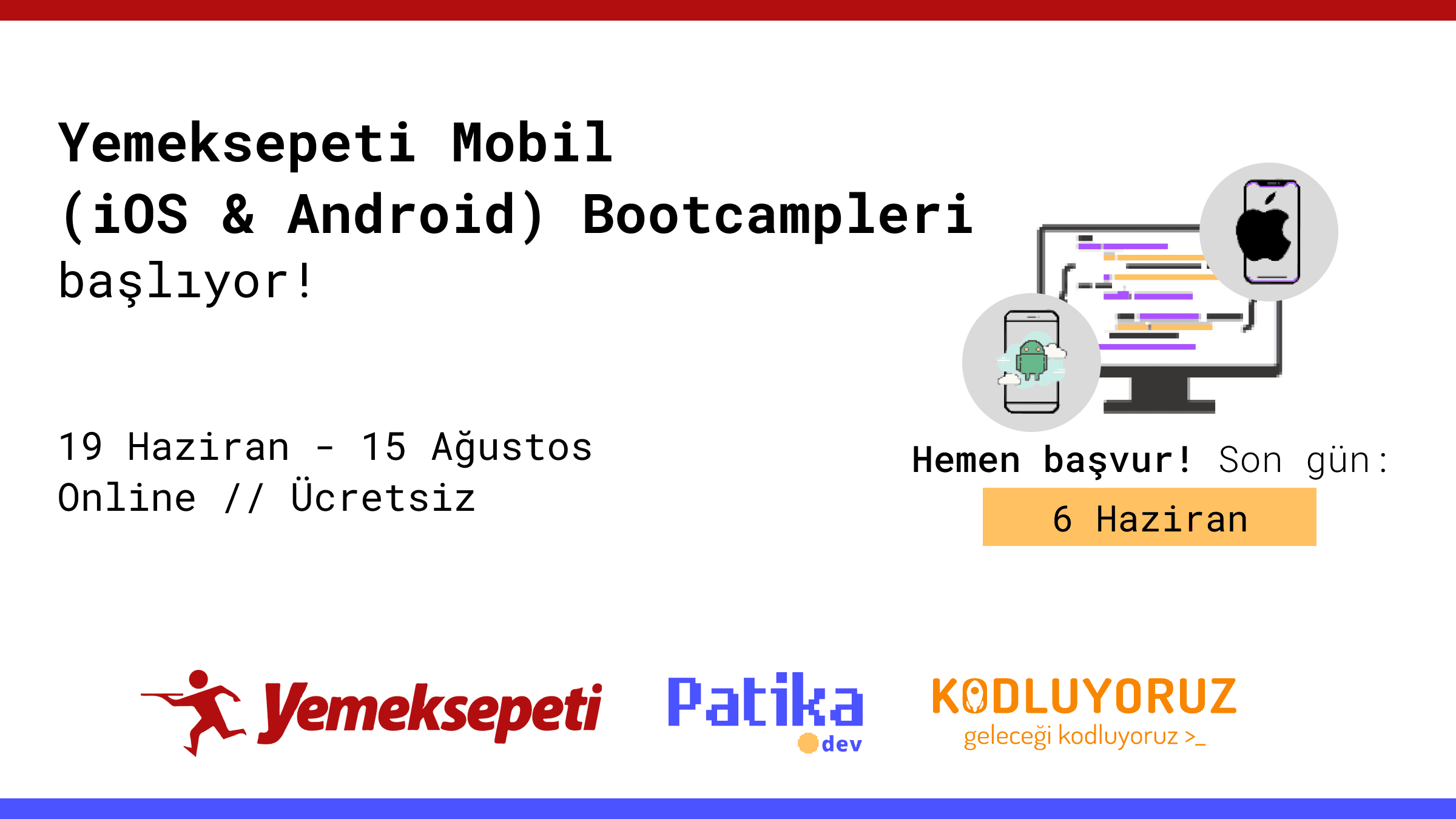 Yemeksepeti'nde işe girmek için ücretsiz yazılım eğitimi