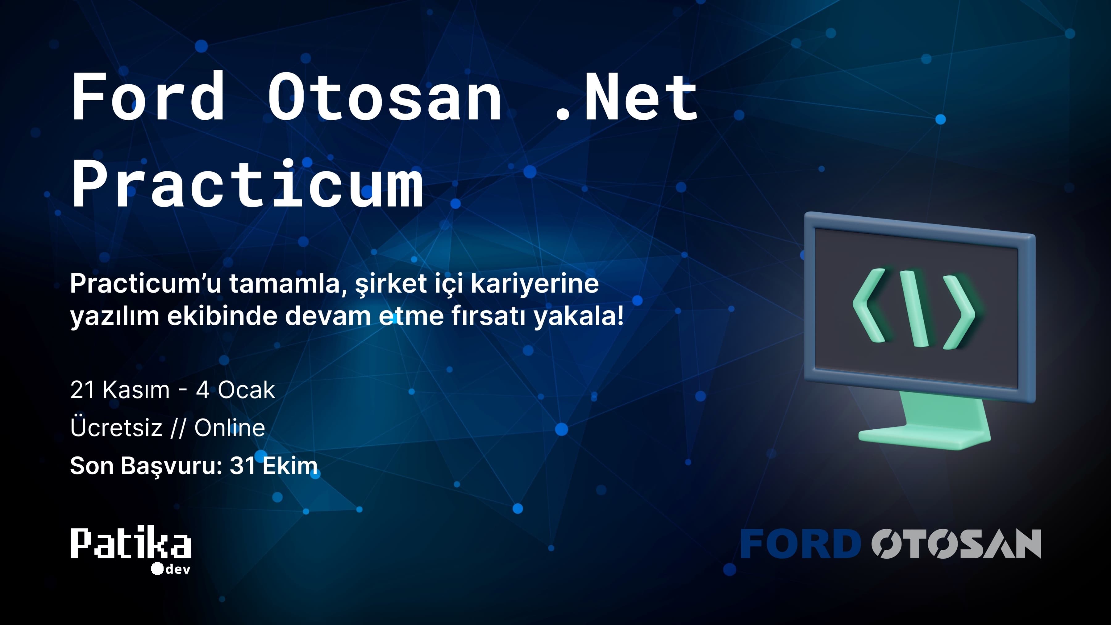 Ford Otosan'da ücretsiz kurum içi .Net eğitimi