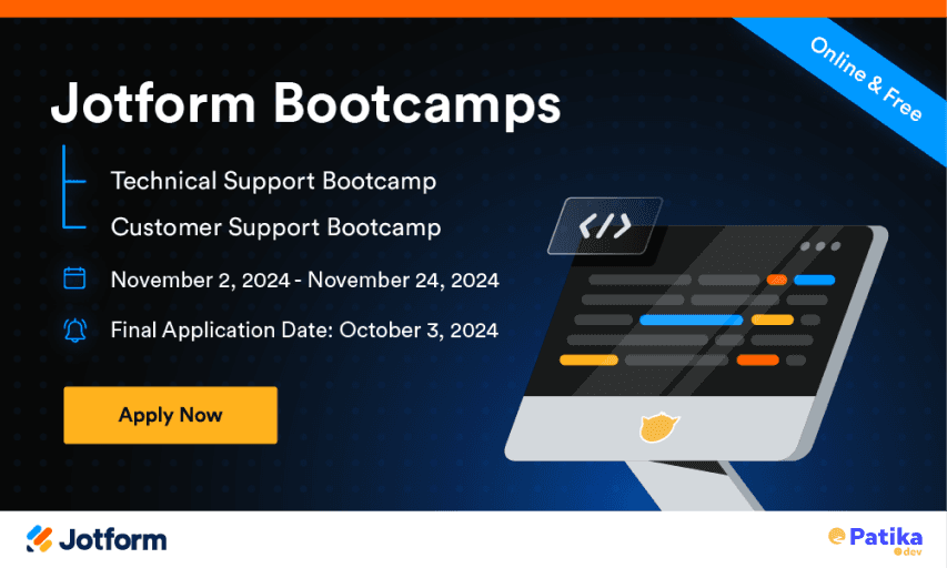 Jotform: Hiring opportunity after free Bootcamp!